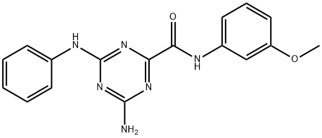4-amino-6-anilino-N-(3-methoxyphenyl)-1,3,5-triazine-2-carboxamide 结构式
