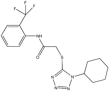 2-[(1-cyclohexyl-1H-tetraazol-5-yl)sulfanyl]-N-[2-(trifluoromethyl)phenyl]acetamide Structure