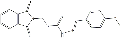 (1,3-dioxo-1,3-dihydro-2H-isoindol-2-yl)methyl 2-(4-methoxybenzylidene)hydrazinecarbodithioate 化学構造式