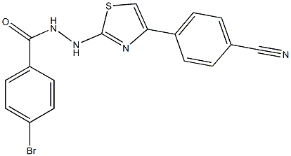 4-bromo-N'-[4-(4-cyanophenyl)-1,3-thiazol-2-yl]benzohydrazide 结构式