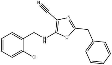 2-benzyl-5-[(2-chlorobenzyl)amino]-1,3-oxazole-4-carbonitrile,720670-84-8,结构式