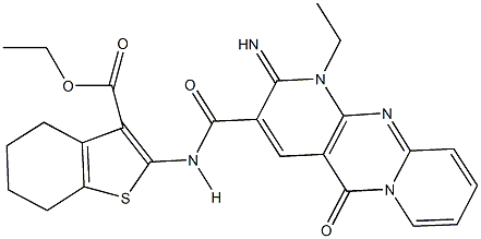 ethyl 2-{[(1-ethyl-2-imino-5-oxo-1,5-dihydro-2H-dipyrido[1,2-a:2,3-d]pyrimidin-3-yl)carbonyl]amino}-4,5,6,7-tetrahydro-1-benzothiophene-3-carboxylate,720670-92-8,结构式