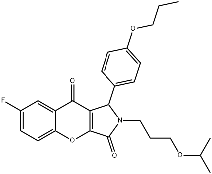 7-fluoro-2-(3-isopropoxypropyl)-1-(4-propoxyphenyl)-1,2-dihydrochromeno[2,3-c]pyrrole-3,9-dione 结构式