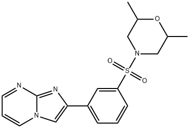 2-{3-[(2,6-dimethyl-4-morpholinyl)sulfonyl]phenyl}imidazo[1,2-a]pyrimidine,720671-07-8,结构式