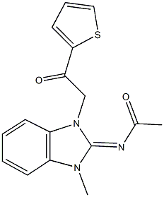 N-{1-methyl-3-[2-oxo-2-(2-thienyl)ethyl]-1,3-dihydro-2H-benzimidazol-2-ylidene}acetamide,720671-26-1,结构式