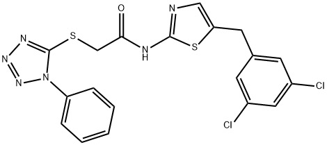 N-[5-(3,5-dichlorobenzyl)-1,3-thiazol-2-yl]-2-[(1-phenyl-1H-tetraazol-5-yl)sulfanyl]acetamide Structure