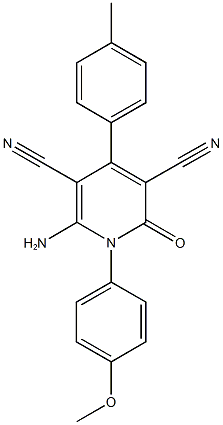 6-amino-1-(4-methoxyphenyl)-4-(4-methylphenyl)-2-oxo-1,2-dihydro-3,5-pyridinedicarbonitrile,720672-40-2,结构式