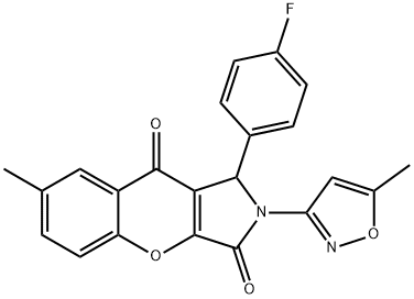 1-(4-fluorophenyl)-7-methyl-2-(5-methyl-3-isoxazolyl)-1,2-dihydrochromeno[2,3-c]pyrrole-3,9-dione Struktur