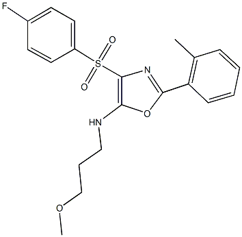 4-[(4-fluorophenyl)sulfonyl]-N-(3-methoxypropyl)-2-(2-methylphenyl)-1,3-oxazol-5-amine 结构式