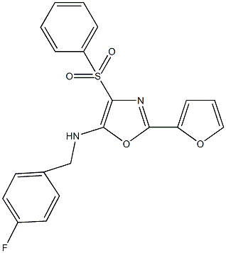 N-(4-fluorobenzyl)-N-[2-(2-furyl)-4-(phenylsulfonyl)-1,3-oxazol-5-yl]amine 化学構造式