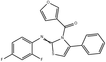 N-(2,4-difluorophenyl)-N-(3-(3-furoyl)-4-phenyl-1,3-thiazol-2(3H)-ylidene)amine 化学構造式