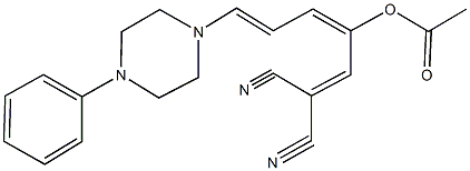 1-(2,2-dicyanovinyl)-4-(4-phenyl-1-piperazinyl)-1,3-butadienyl acetate Struktur
