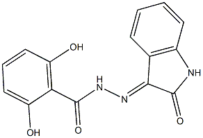 2,6-dihydroxy-N'-(2-oxo-1,2-dihydro-3H-indol-3-ylidene)benzohydrazide 化学構造式