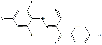 3-(4-chlorophenyl)-3-oxo-2-[(2,4,6-trichlorophenyl)hydrazono]propanenitrile 化学構造式