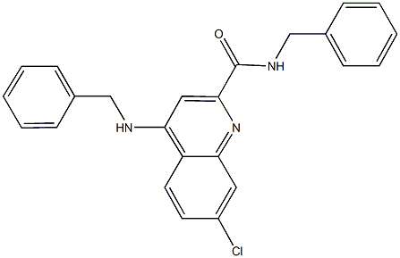 N-benzyl-4-(benzylamino)-7-chloro-2-quinolinecarboxamide 结构式