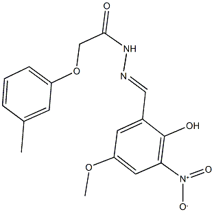 N'-{2-hydroxy-3-nitro-5-methoxybenzylidene}-2-(3-methylphenoxy)acetohydrazide 结构式