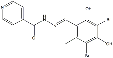 N'-(3,5-dibromo-2,4-dihydroxy-6-methylbenzylidene)isonicotinohydrazide Structure