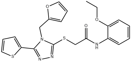 N-(2-ethoxyphenyl)-2-{[4-(2-furylmethyl)-5-(2-thienyl)-4H-1,2,4-triazol-3-yl]sulfanyl}acetamide 结构式