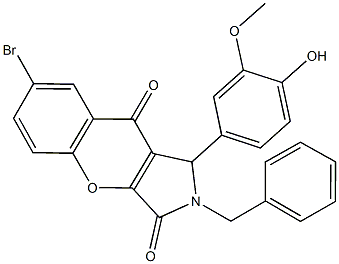 2-benzyl-7-bromo-1-(4-hydroxy-3-methoxyphenyl)-1,2-dihydrochromeno[2,3-c]pyrrole-3,9-dione Struktur