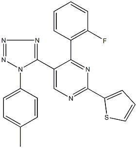 4-(2-fluorophenyl)-5-[1-(4-methylphenyl)-1H-tetraazol-5-yl]-2-(2-thienyl)pyrimidine 结构式