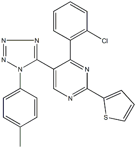 4-(2-chlorophenyl)-5-[1-(4-methylphenyl)-1H-tetraazol-5-yl]-2-(2-thienyl)pyrimidine,720678-17-1,结构式