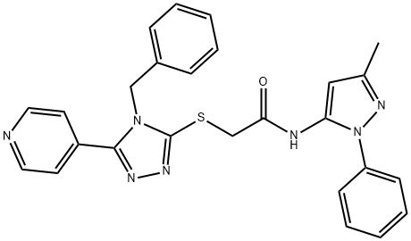 2-{[4-benzyl-5-(4-pyridinyl)-4H-1,2,4-triazol-3-yl]sulfanyl}-N-(3-methyl-1-phenyl-1H-pyrazol-5-yl)acetamide,721884-52-2,结构式