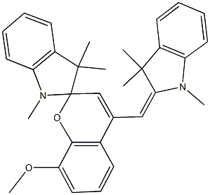 2-[(1',3',3'-trimethyl-8-methoxy-spiro[2H-chromene-2,2'-indoline]-4-yl)methylene]-1,3,3-trimethylindoline Structure