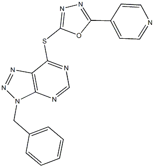 3-benzyl-7-{[5-(4-pyridinyl)-1,3,4-oxadiazol-2-yl]sulfanyl}-3H-[1,2,3]triazolo[4,5-d]pyrimidine 化学構造式