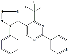 5-(1-phenyl-1H-tetraazol-5-yl)-2-(4-pyridinyl)-4-(trifluoromethyl)pyrimidine 化学構造式