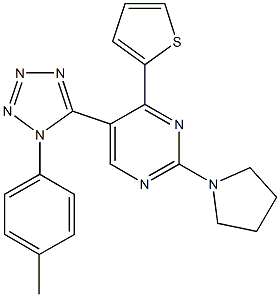 5-[1-(4-methylphenyl)-1H-tetraazol-5-yl]-2-(1-pyrrolidinyl)-4-(2-thienyl)pyrimidine,722459-37-2,结构式