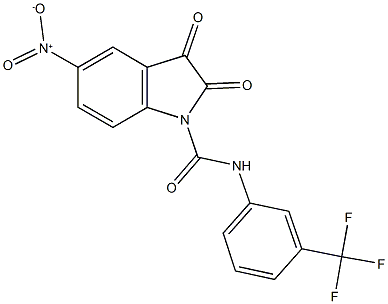 5-nitro-2,3-dioxo-N-[3-(trifluoromethyl)phenyl]-1-indolinecarboxamide 化学構造式