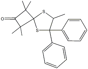 1,1,3,3,7-pentamethyl-6,6-diphenyl-5,8-dithiaspiro[3.4]octan-2-one Structure