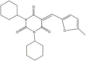 1,3-dicyclohexyl-5-[(5-methyl-2-furyl)methylene]-2,4,6(1H,3H,5H)-pyrimidinetrione 结构式