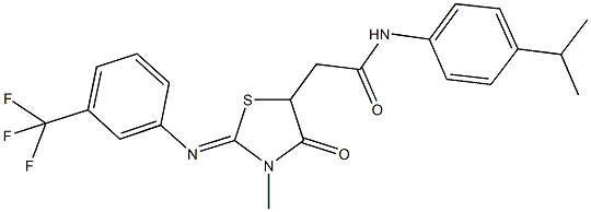 N-(4-isopropylphenyl)-2-(3-methyl-4-oxo-2-{[3-(trifluoromethyl)phenyl]imino}-1,3-thiazolidin-5-yl)acetamide Structure