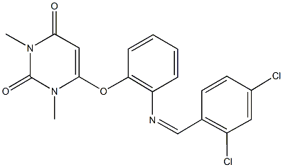 6-{2-[(2,4-dichlorobenzylidene)amino]phenoxy}-1,3-dimethyl-2,4(1H,3H)-pyrimidinedione Struktur