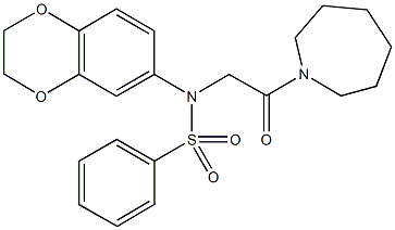 N-[2-(1-azepanyl)-2-oxoethyl]-N-(2,3-dihydro-1,4-benzodioxin-6-yl)benzenesulfonamide Struktur