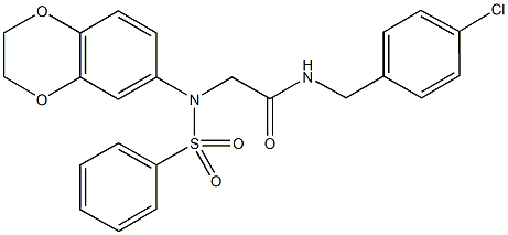 N-(4-chlorobenzyl)-2-[2,3-dihydro-1,4-benzodioxin-6-yl(phenylsulfonyl)amino]acetamide 结构式