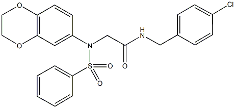 N-(4-chlorobenzyl)-2-[2,3-dihydro-1,4-benzodioxin-6-yl(phenylsulfonyl)amino]acetamide,722461-91-8,结构式