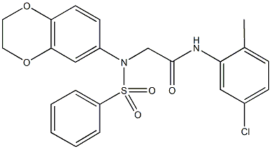 N-(5-chloro-2-methylphenyl)-2-[2,3-dihydro-1,4-benzodioxin-6-yl(phenylsulfonyl)amino]acetamide Struktur