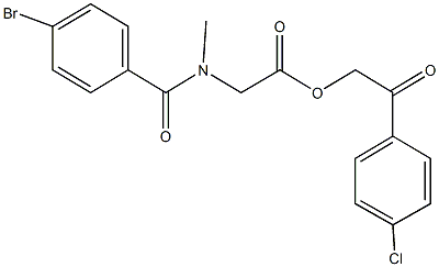 2-(4-chlorophenyl)-2-oxoethyl [(4-bromobenzoyl)(methyl)amino]acetate 结构式