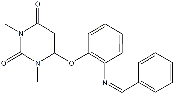 6-[2-(benzylideneamino)phenoxy]-1,3-dimethyl-2,4(1H,3H)-pyrimidinedione Struktur