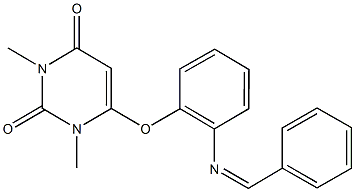 6-[2-(benzylideneamino)phenoxy]-1,3-dimethyl-2,4(1H,3H)-pyrimidinedione Structure