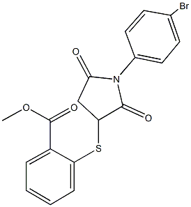 methyl2-{[1-(4-bromophenyl)-2,5-dioxo-3-pyrrolidinyl]thio}benzoate Struktur