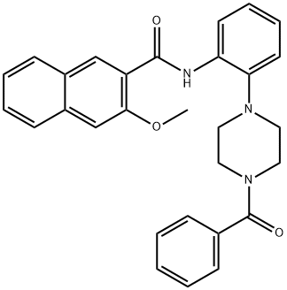 N-[2-(4-benzoyl-1-piperazinyl)phenyl]-3-methoxy-2-naphthamide Struktur