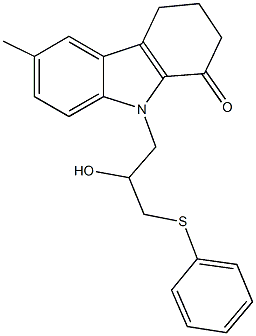 9-[2-hydroxy-3-(phenylsulfanyl)propyl]-6-methyl-2,3,4,9-tetrahydro-1H-carbazol-1-one,722463-84-5,结构式