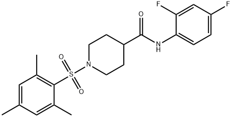 N-(2,4-difluorophenyl)-1-(mesitylsulfonyl)-4-piperidinecarboxamide 化学構造式