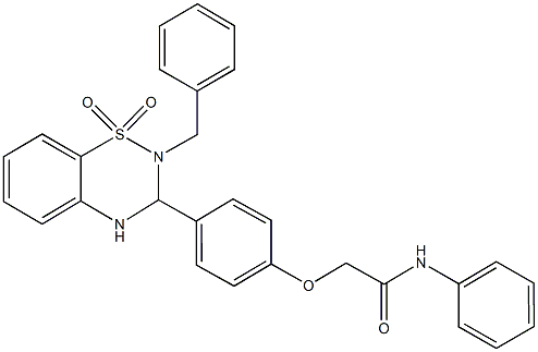 2-[4-(2-benzyl-1,1-dioxido-3,4-dihydro-2H-1,2,4-benzothiadiazin-3-yl)phenoxy]-N-phenylacetamide Struktur