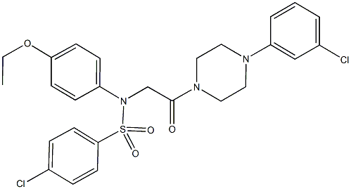 4-chloro-N-{2-[4-(3-chlorophenyl)-1-piperazinyl]-2-oxoethyl}-N-(4-ethoxyphenyl)benzenesulfonamide 化学構造式