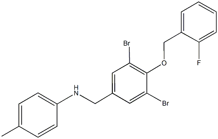 N-{3,5-dibromo-4-[(2-fluorobenzyl)oxy]benzyl}-N-(4-methylphenyl)amine Struktur