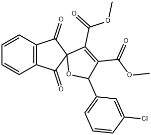 dimethyl 2-(3-chlorophenyl)-2,5-dihydro-1',3'(2'H)-dioxospiro[furan-5,2'-(1'H)-indene]-3,4-dicarboxylate,722465-66-9,结构式